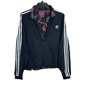 Adidas Women's Poisonous Reversible Garden Mesh Floral Jacket Black Size Medium